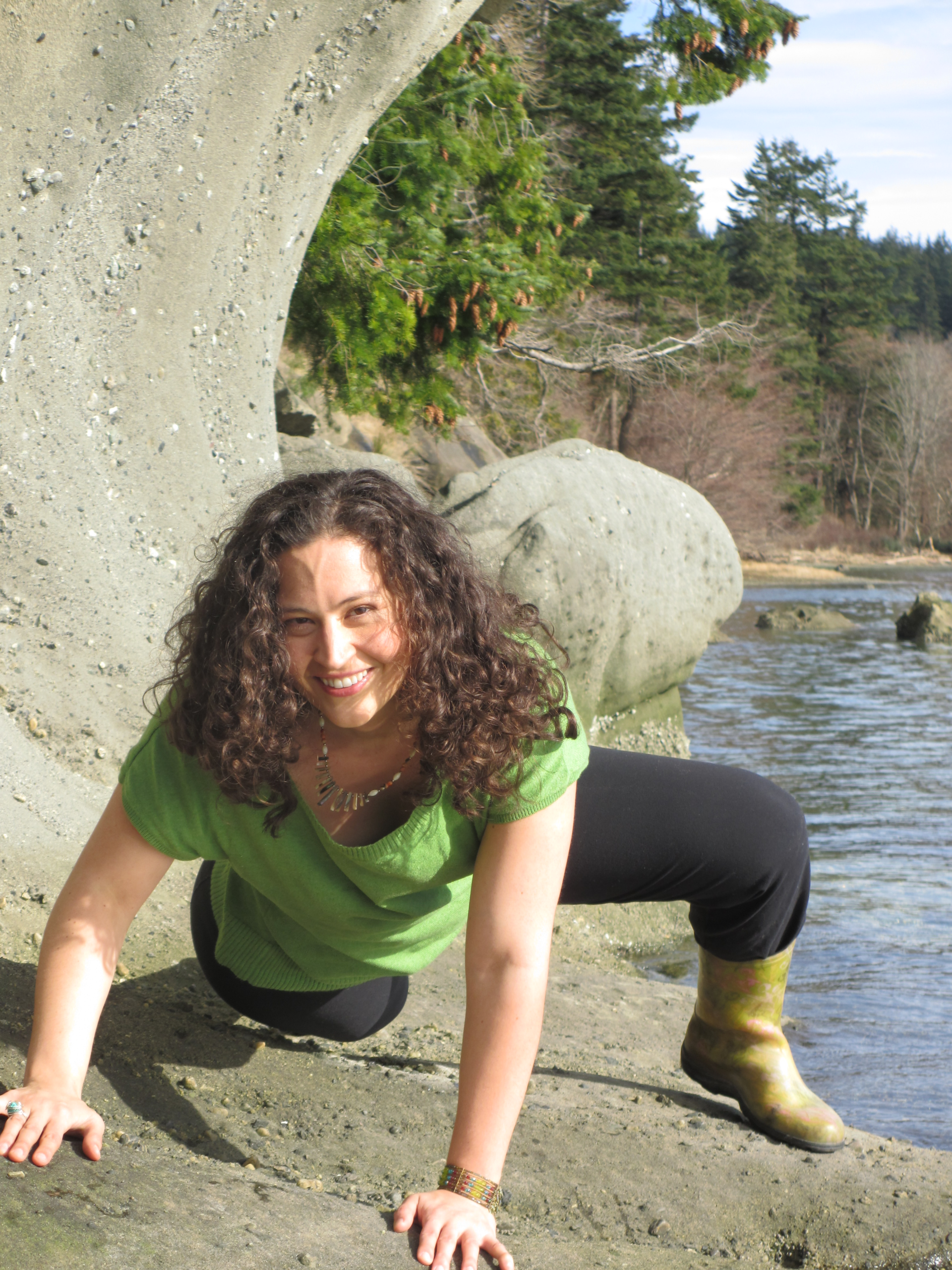 Jeanell In green shirt leaning forward